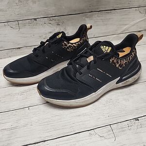 adidas RapidaSport Leopard Print Running Shoe Black Gold Metallic Women’s Size 6